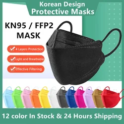 10-100PCS mascarillas FFP2 Face Mask CE Approved FPP2 Disposable KN95 KF94 Facial Mouth Black Fish Masks FFP2MASK kf94mask