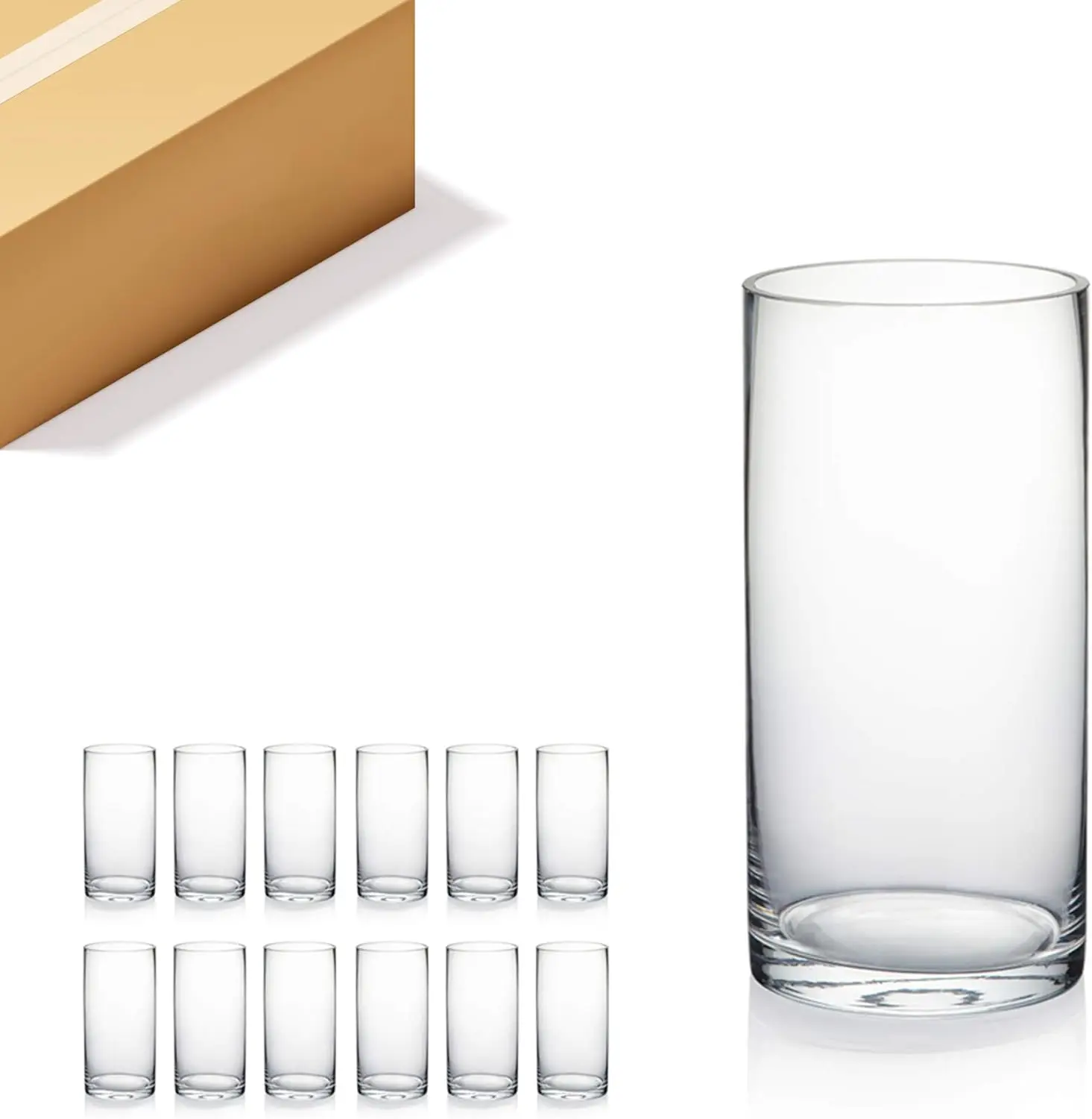 Clear Cylinder Glass Vases, 4