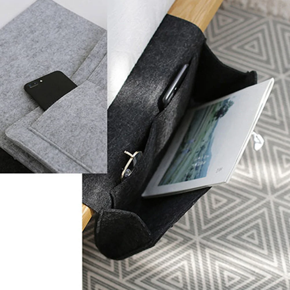 

2pcs Felt Bedside Organizer Heavy Duty Storage Bag Reinforced Stitching Tidy Modern Design Multi Purpose for Bedroom Sofa