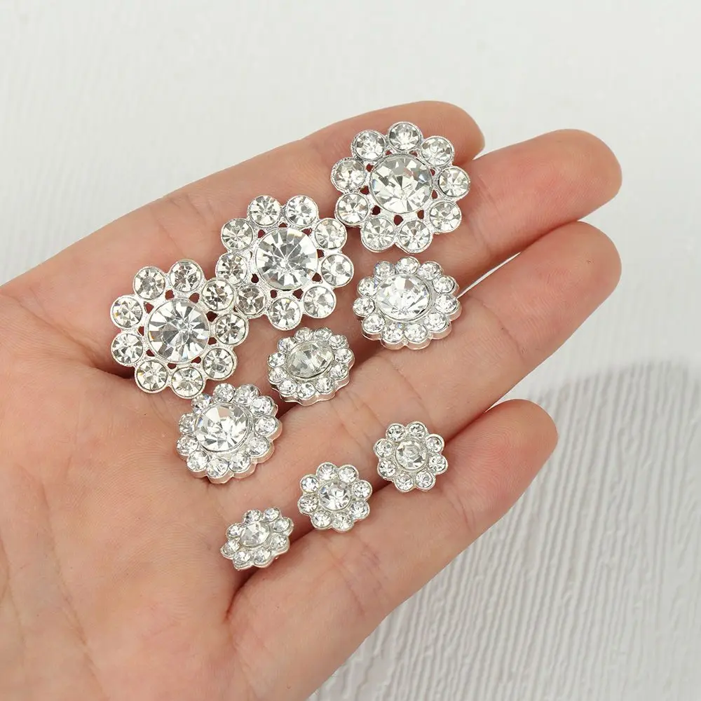 10 Pcs/bag Shiny Metal Rhinestone Shirt Buttons Plating Sewing Button Scrapbook Accessories Craft Decoration DIY Accessories