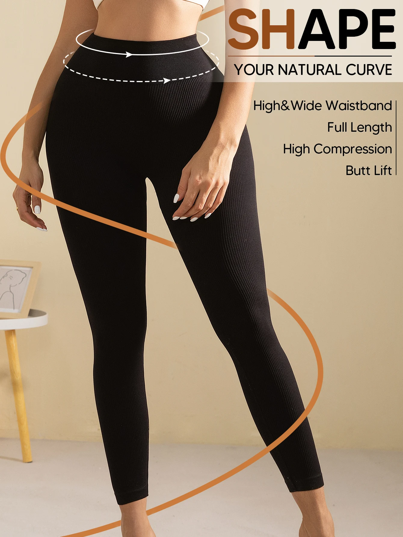 Leggings a vita alta da donna - Pantaloni contenitivi per la pancia Pantaloni da yoga morbidi da allenamento non trasparenti per la corsa Nero