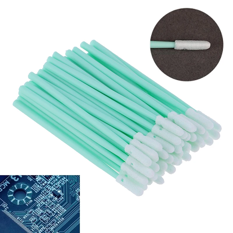 100Pcs 836D Industrial Dust-free Purification Cotton Swab Sponge Swab Green PP Handle Wipe Stick Can Clean The Camera Lens