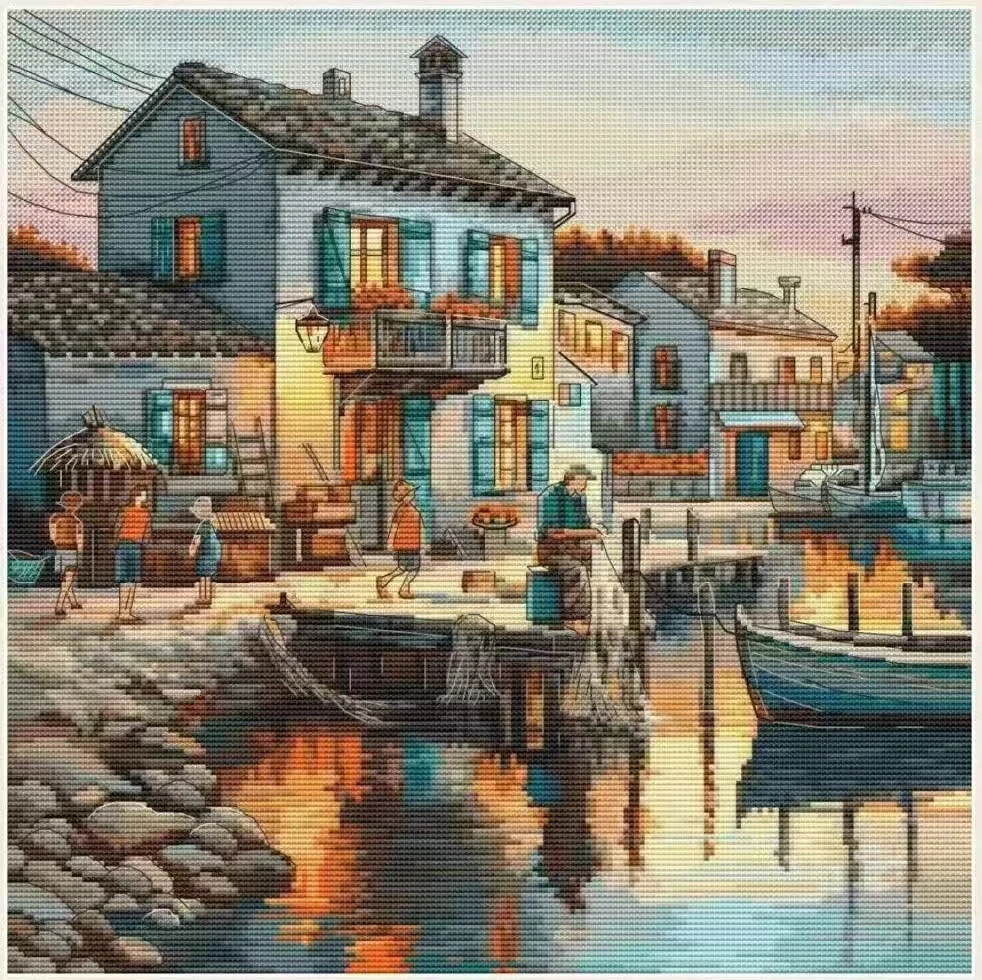 

Ночной город пейзаж 18CT 16CT 14CT без печати высшего качества наборы для вышивки крестом искусство вышивки DIY рукоделие ручной работы домашний декор