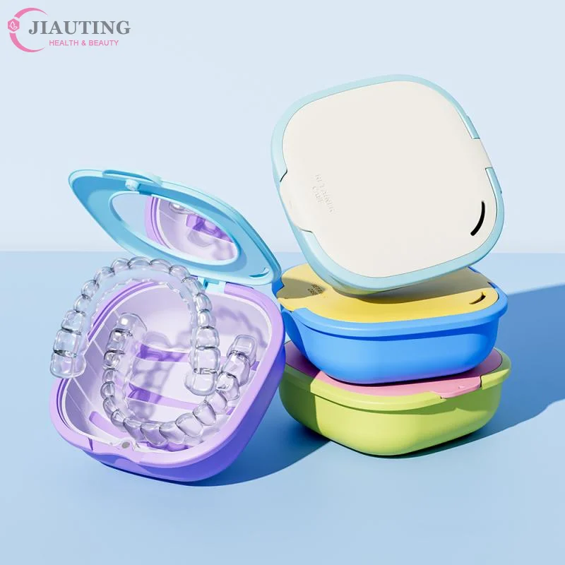 

Контейнер для элайнеров и зубных протезов с дренажной корзинкой, портативный футляр для хранения зубных протезов, кап и брекетов