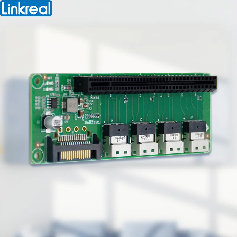 Linkreal 4 Port SFF-8654 to PCIe x16 Slot Adapter-LRFCF941