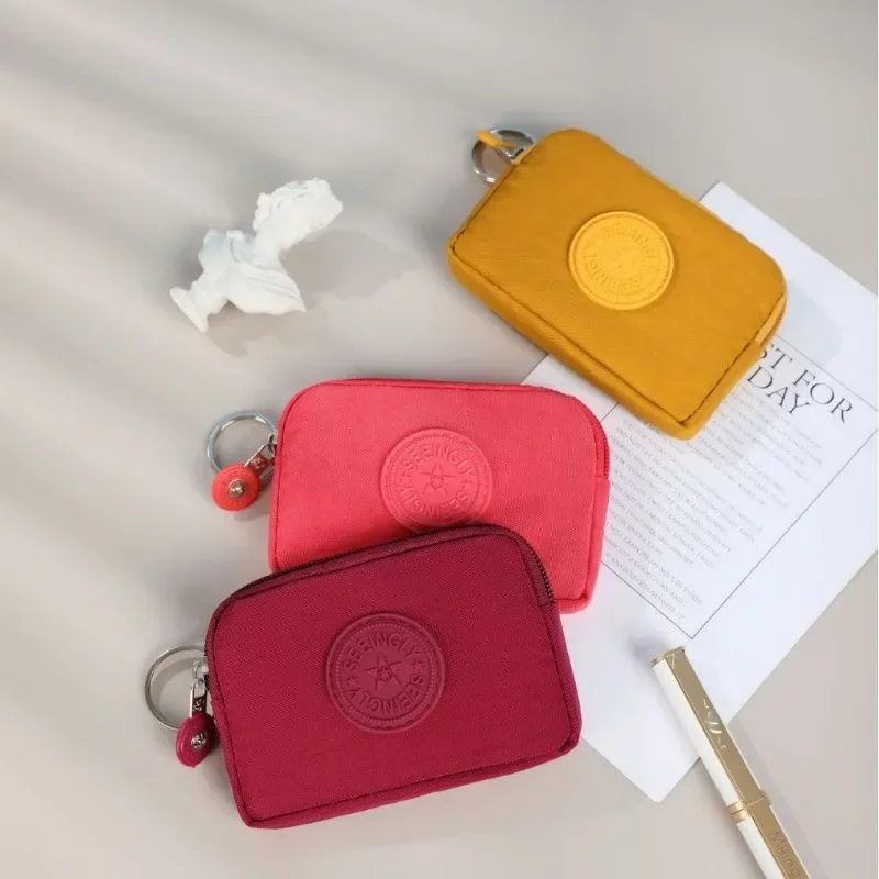 Solid Coloe Canvas Coin Bags Purse Money ID Credit Card Keys Organizer Bags Purple Yellow Black Small Waterproof Square Pouch