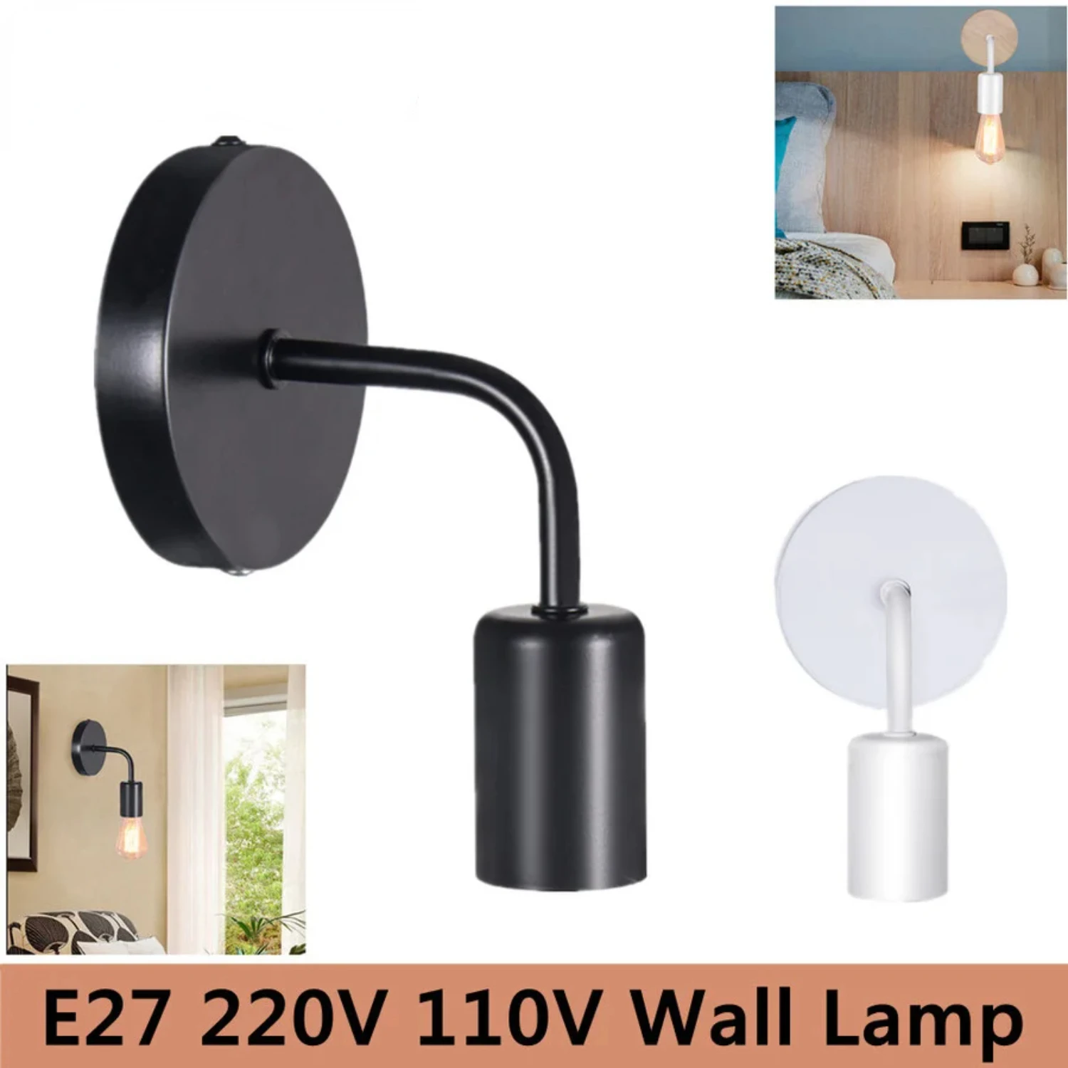 Elegant Stylish Modern Black Iron Nordic Industrial Wall Lamp Sconce - Decorative Indoor Lighting Fixture for Bedroom, Bathroom,