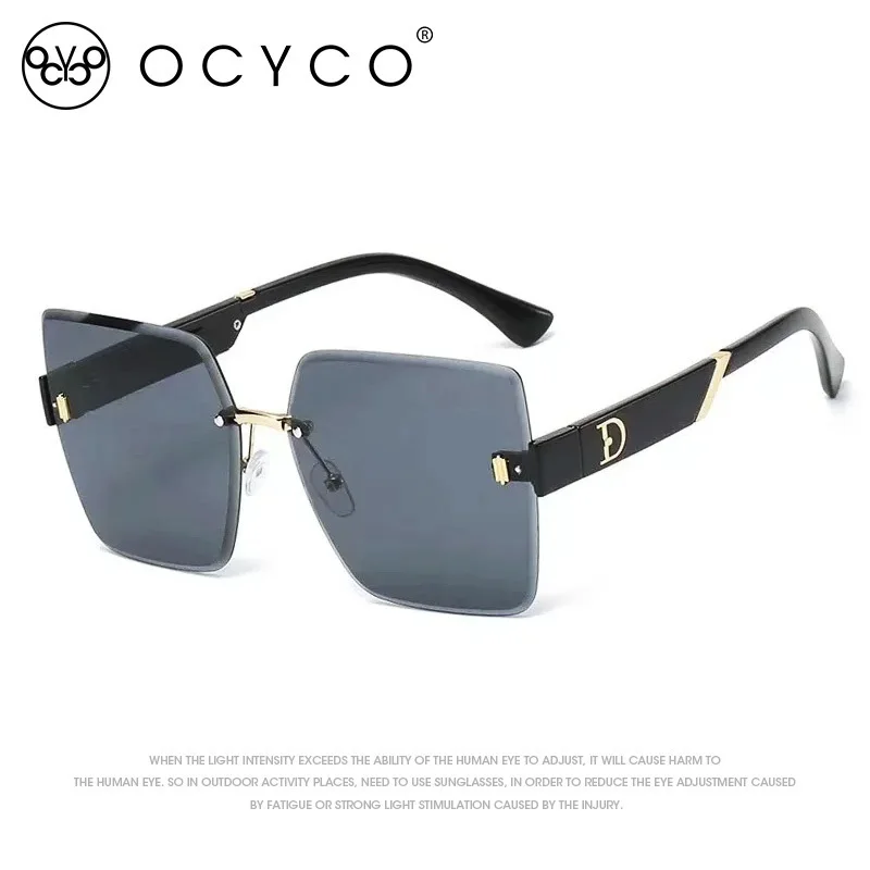 Fashion Oversized Rimless Women Sunglasses For Men Vintage Designer Sun Glasses Square Red