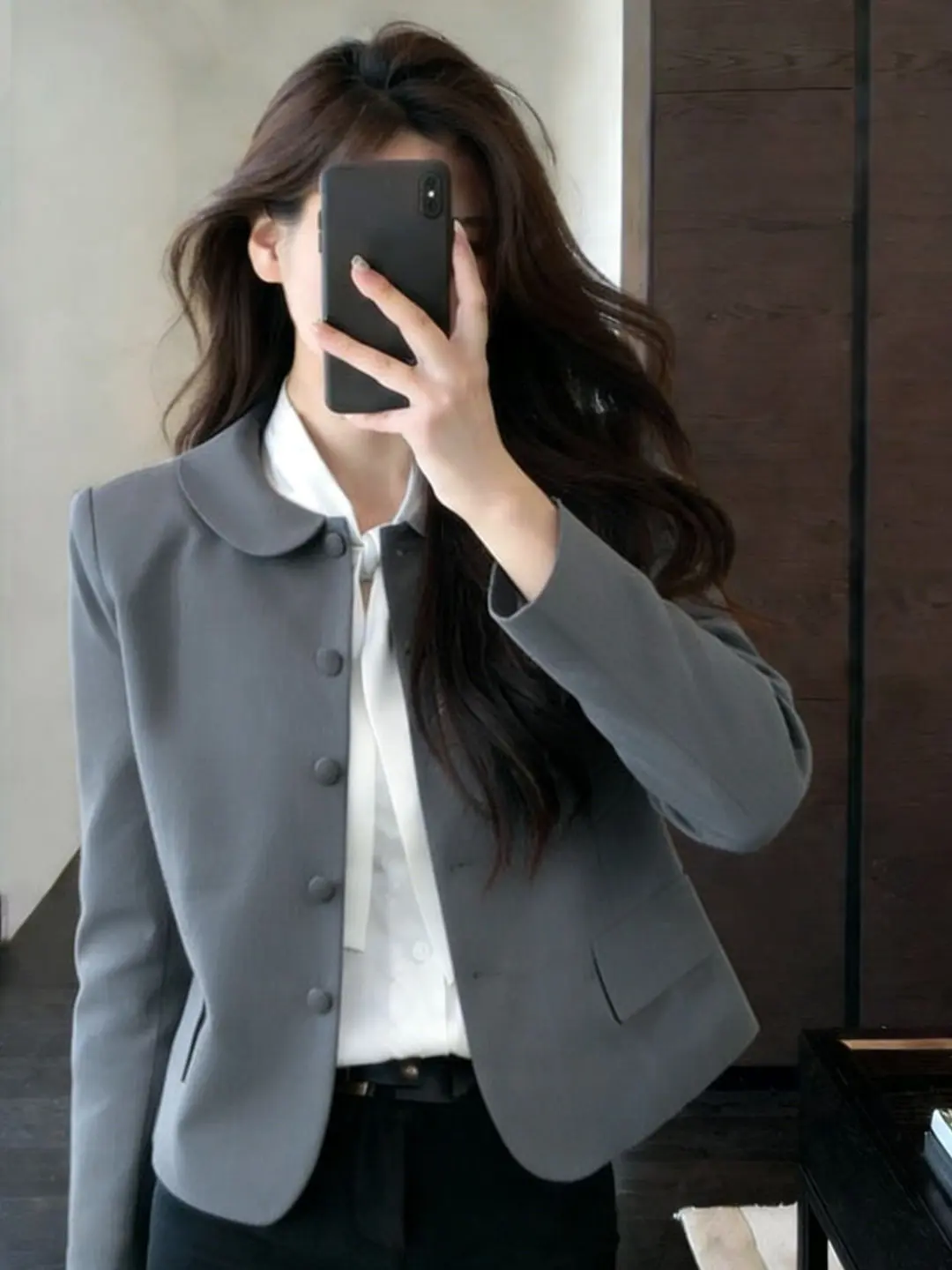 

Elegant Short Casual Outerwear Women's Spring Fashion 2026 Luxury Style Floral Splicing Loose Fit Button up Coat