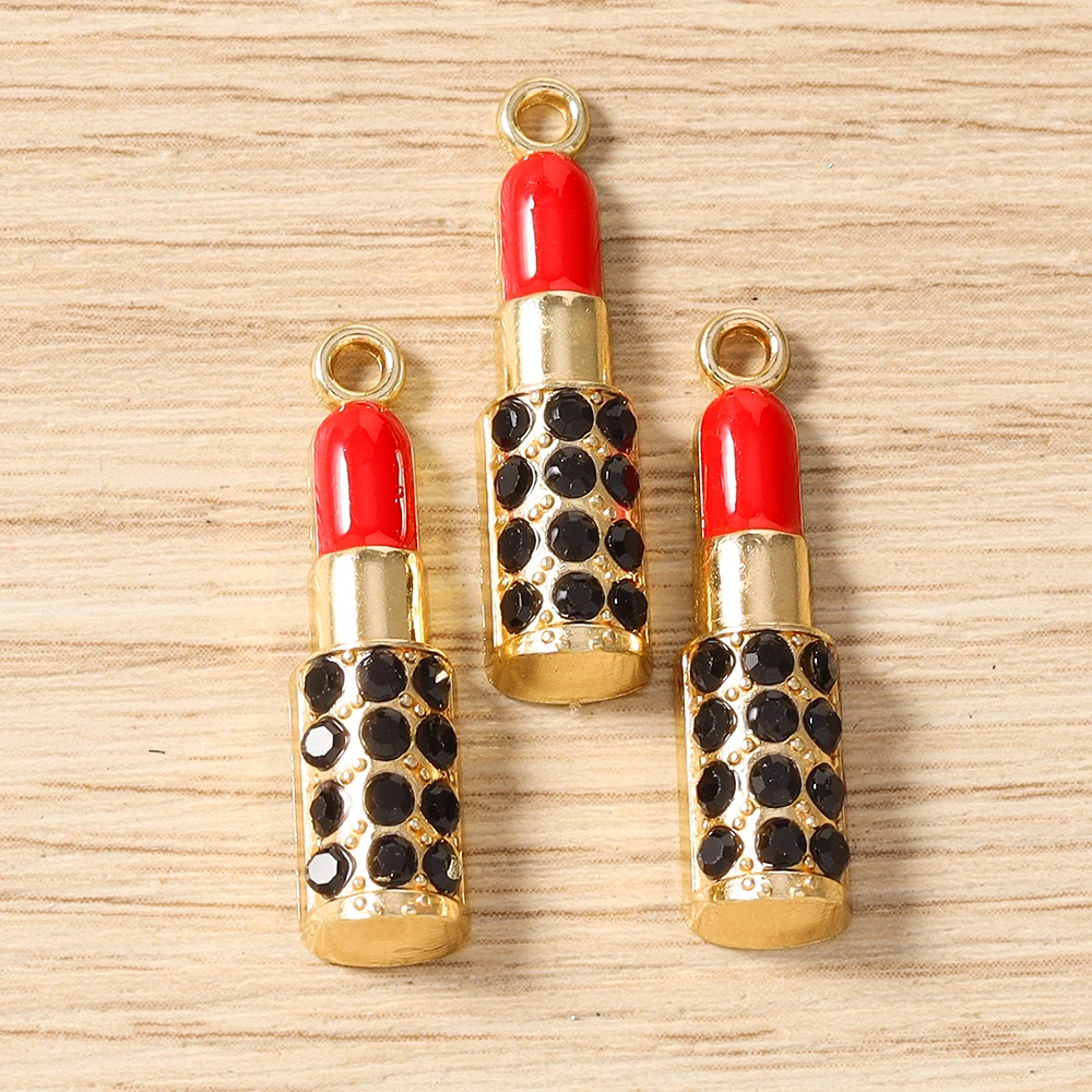 Tusember 10 Stück Niedliche Kristall-Lippenstift-, Handtaschen-, Schuh- und High-Heel-Anhänger für Halsketten, Ohrringe, Armbänder und Bastelarbeiten – Detail 34