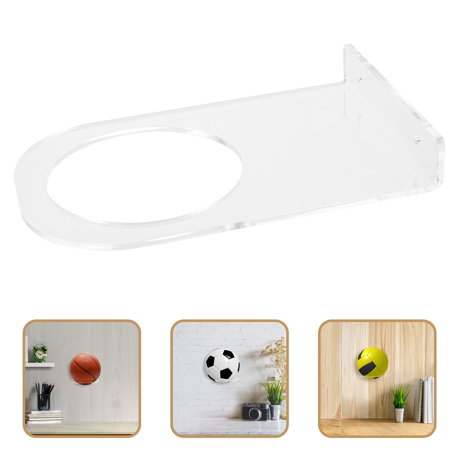 

2 set 2 Sets Basketball Display Stand Holder Acrylic Wall Mount Sports Ball Rack Durable Storage Fitness Room Decoration