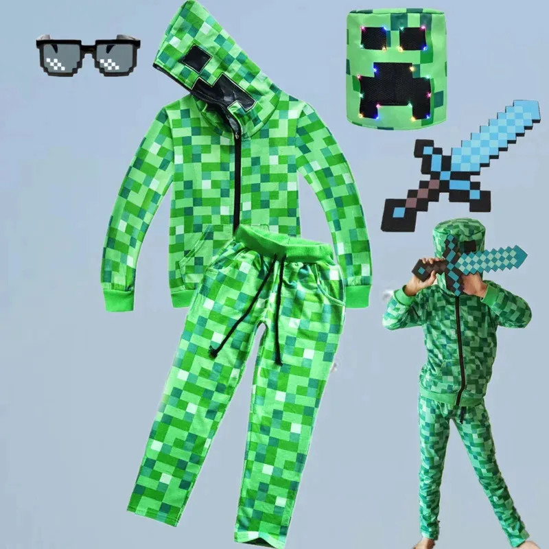 2025 yiyi2025yiyiChildren Halloween Crawler Cosplay Engraçado Moletom Com Capuz Terno Crianças Festa de Aniversário Jaqueta Creeper Anim