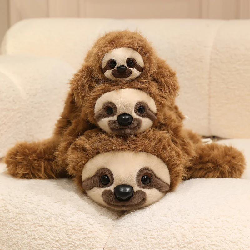18-45cm Cute Lying Sloth Plush Toy Realistic Fluffy Lazy Animal Sloth Stuffed Doll Huggable Soft Plush Pillow Cushion