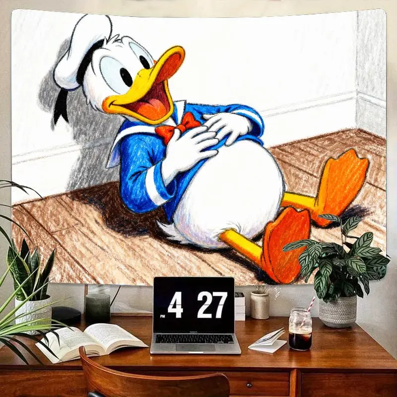 

1 шт. гобелен с изображением Дональда Дака Диснея, полиэстеровый настенный художественный декор в мультяшном стиле для спальни, гостиной, общежития, забавный подарок для фанатов