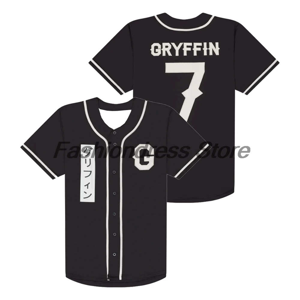 Gryffin Katakana Baseball Jersey Music Festival 2026 V-Neck Short Sleeve Button-up Shirts Women Men Streetwear Tops