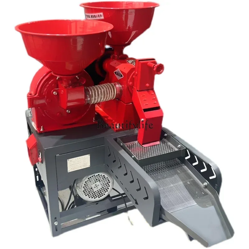 Household small fine bran rice milling machine corn and wheat crushing and rice milling combined rice milling machine