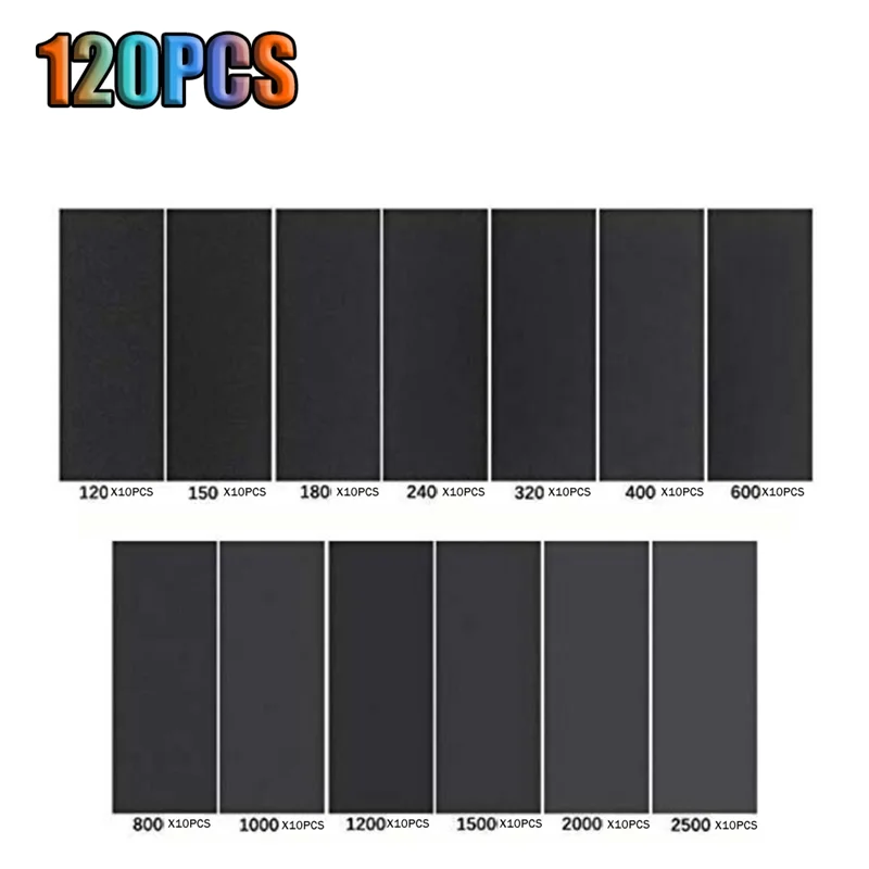

120 To 2500Grit Sandpaper For Wood Furniture, Metal Sanding And Polishing, Dry Or Wet Sanding, 9 X3.6 Inch 120PCS-A98U