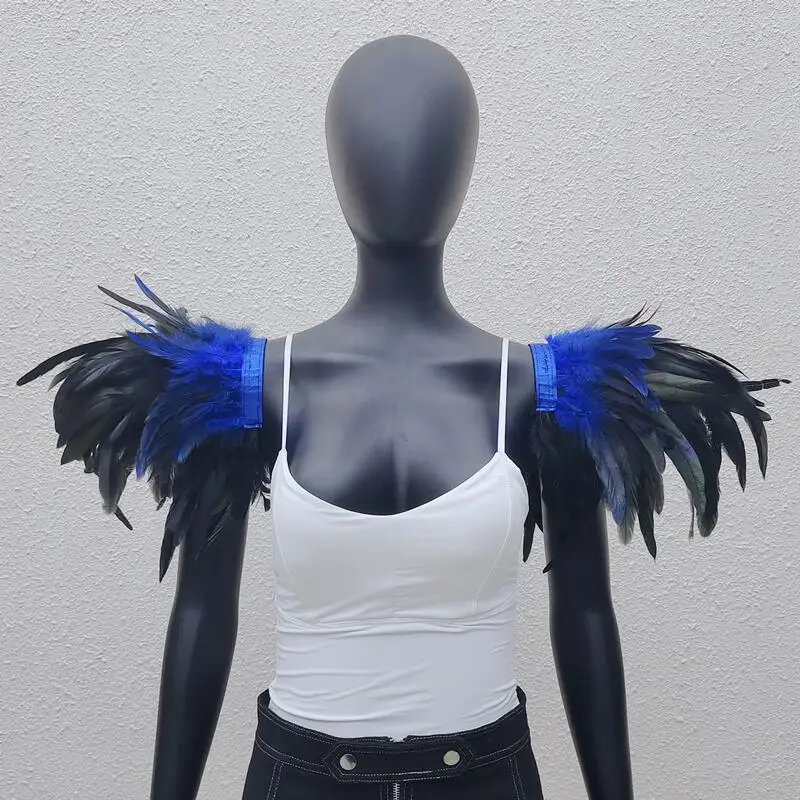 Gothic Style Oversized Feather Shawl Performance Dance Shoulder Badge Halloween Party Role-playing Costume Accessories