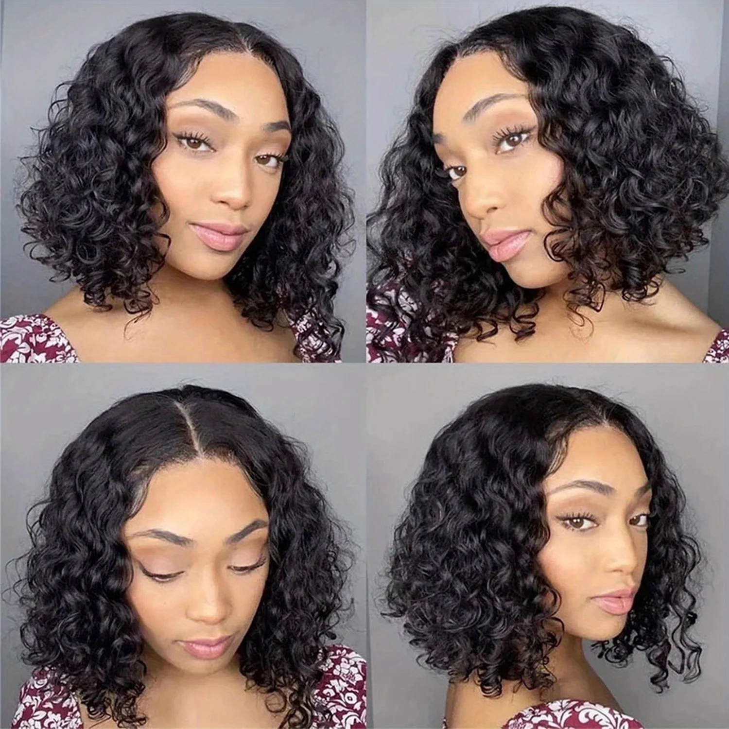 13x4 Burmese Curly Deep Wave Curly Human Hair Wig Glueless Wet and Wavy Lace Fr… - Image 4