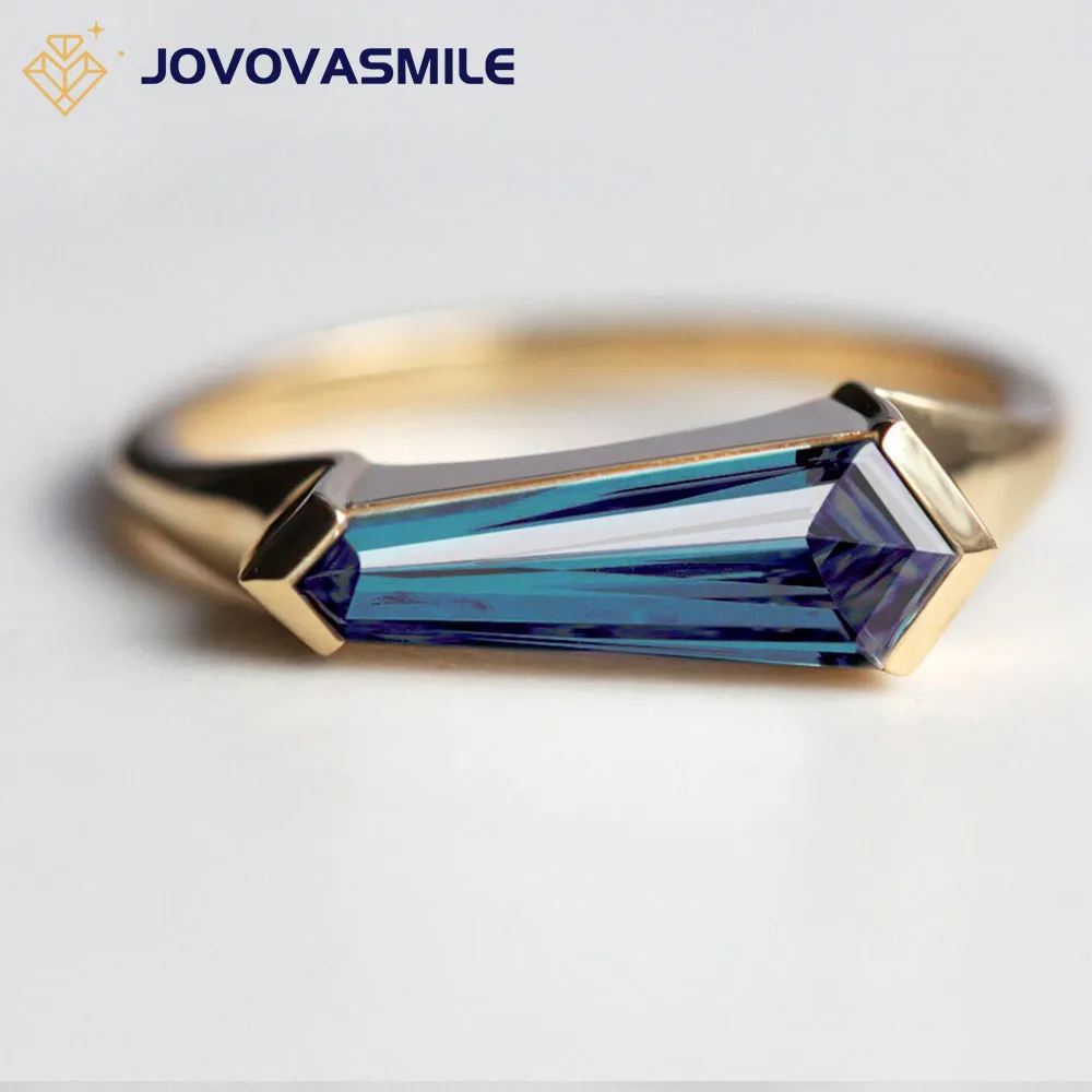 

JOVOVASMILE Alexandrite Engagement Ring 13x4.5mm Shield-Cut Lab Grown Gem Unique Kite-Baguette Solitaire In A Half-Bezel Setting