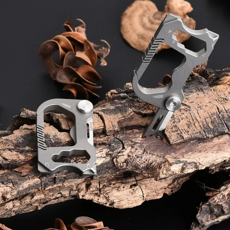 Titanium Alloy Multifunctional Folding Knife Keychain Bottle Opener Hexagon Wrench EDC Tool Straight Phillips Screwdriver