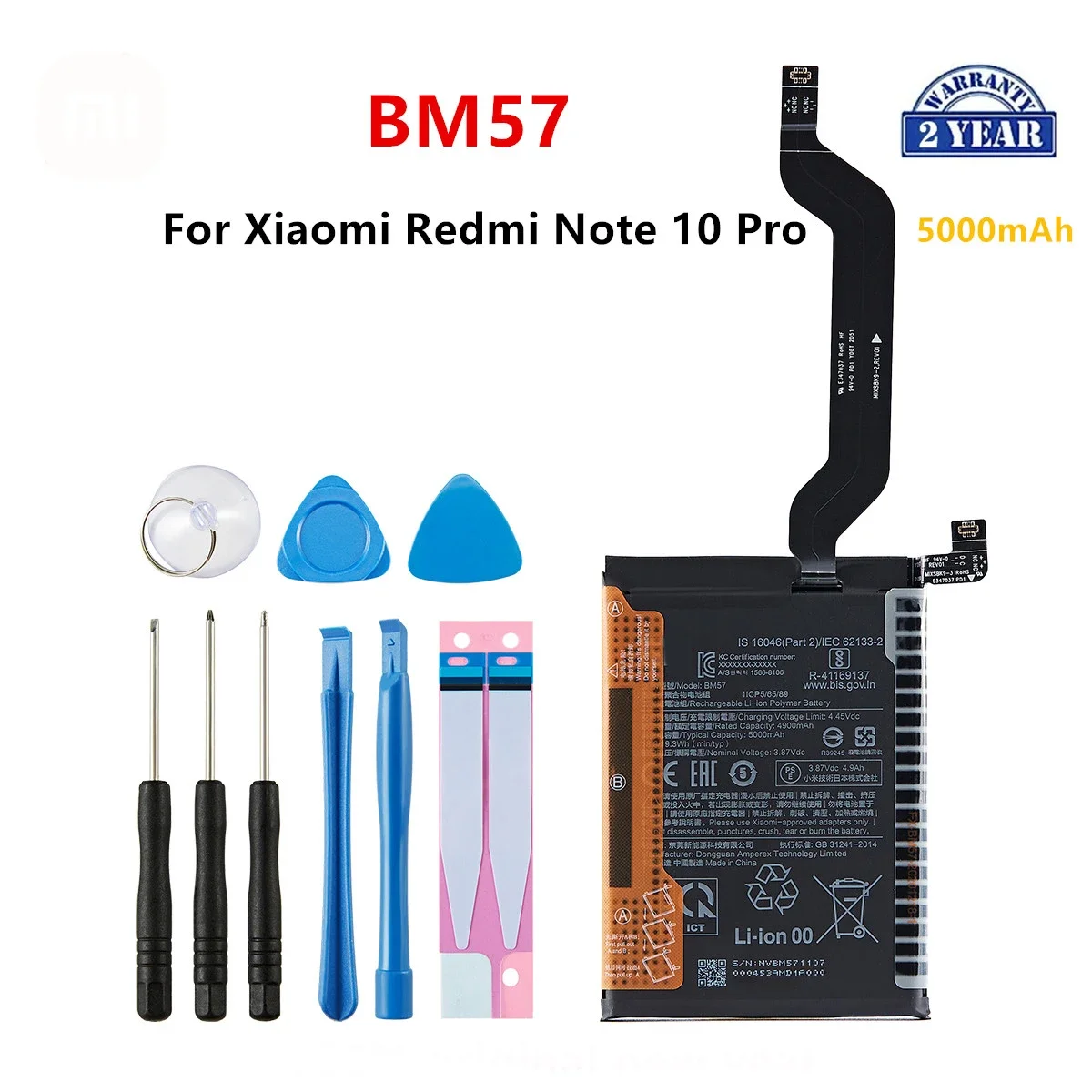 

100% Orginal BM57 5000mAh Battery For Xiaomi Mi Redmi Note10 Pro BM57 Phone Replacement Batteries+Tools