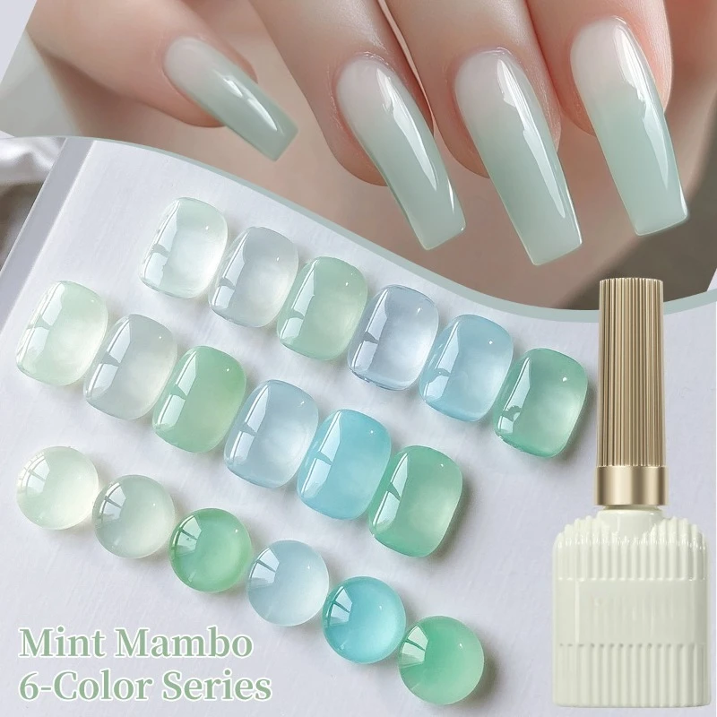 2026 New 6-color Ice Clear Milk Green Blue Green Nail Oil Glue Mint Manbo Series Nail Salon Exclusive