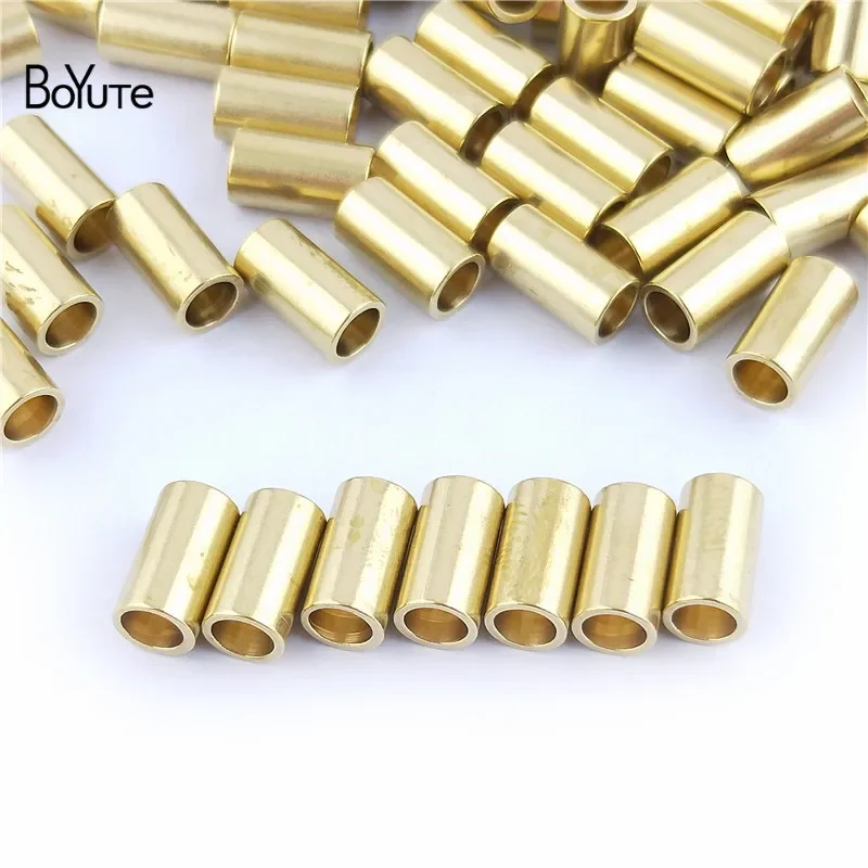 BoYuTe-Metal Brass Tube Spacer Beads, Acessórios de Jóias DIY, Materiais Handmade, 5.5x9.5mm, 100 Pcs Lot