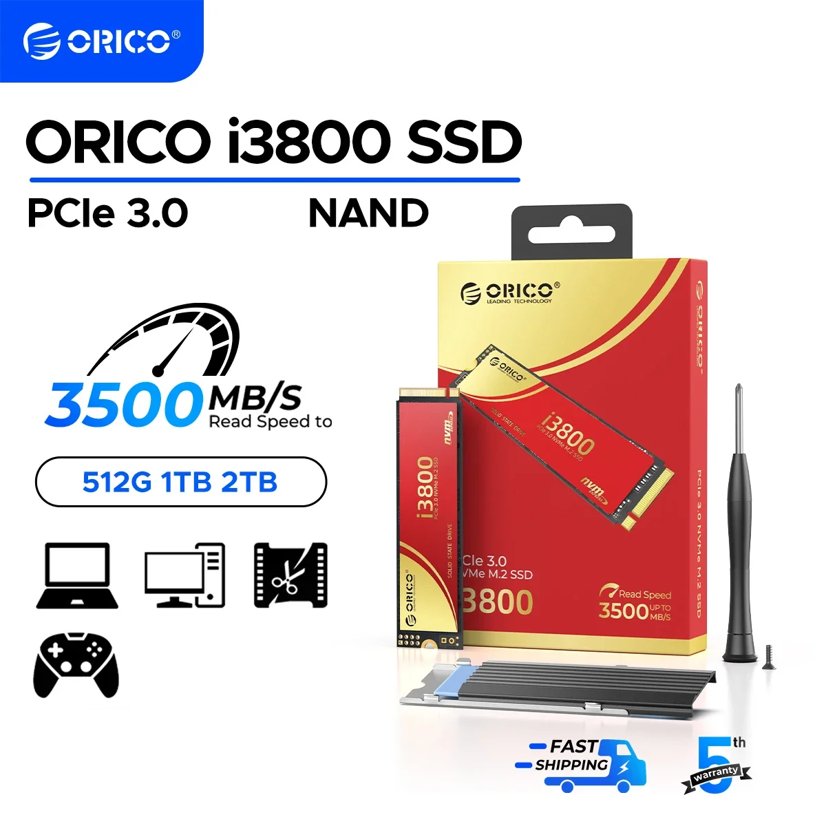 ORICO NVMe SSD 1 تيرابايت ما يصل إلى 3600 برميل/الثانية PCIe Gen3x4 2280 محرك الأقراص الصلبة الداخلي SLC Cache 3D NAND لأجهزة الكمبيوتر المحمول وأجهزة الكمبيوتر المكتبية #1