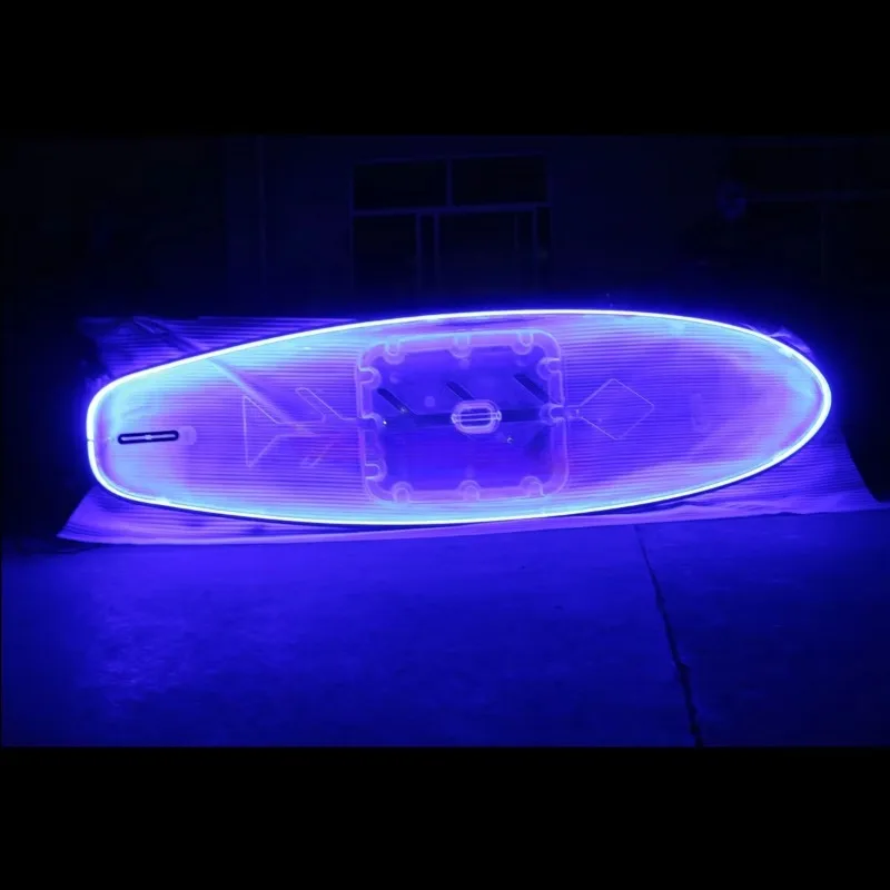 Top Transparent SUP Paddle Board and Transparent Kayak Water Surfing Equipment with Light Emitting Diode