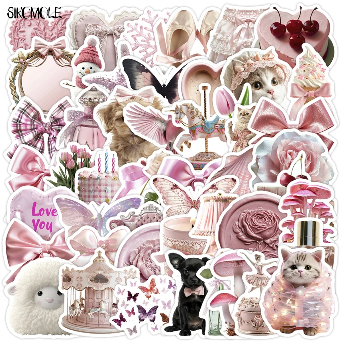 10/30/50PCS Cartoon Kawaii INS Pink Ballet Graffiti Stickers Aesthetic Girl DIY Decoration Toy Travel Luggage Decal Sticker Pack