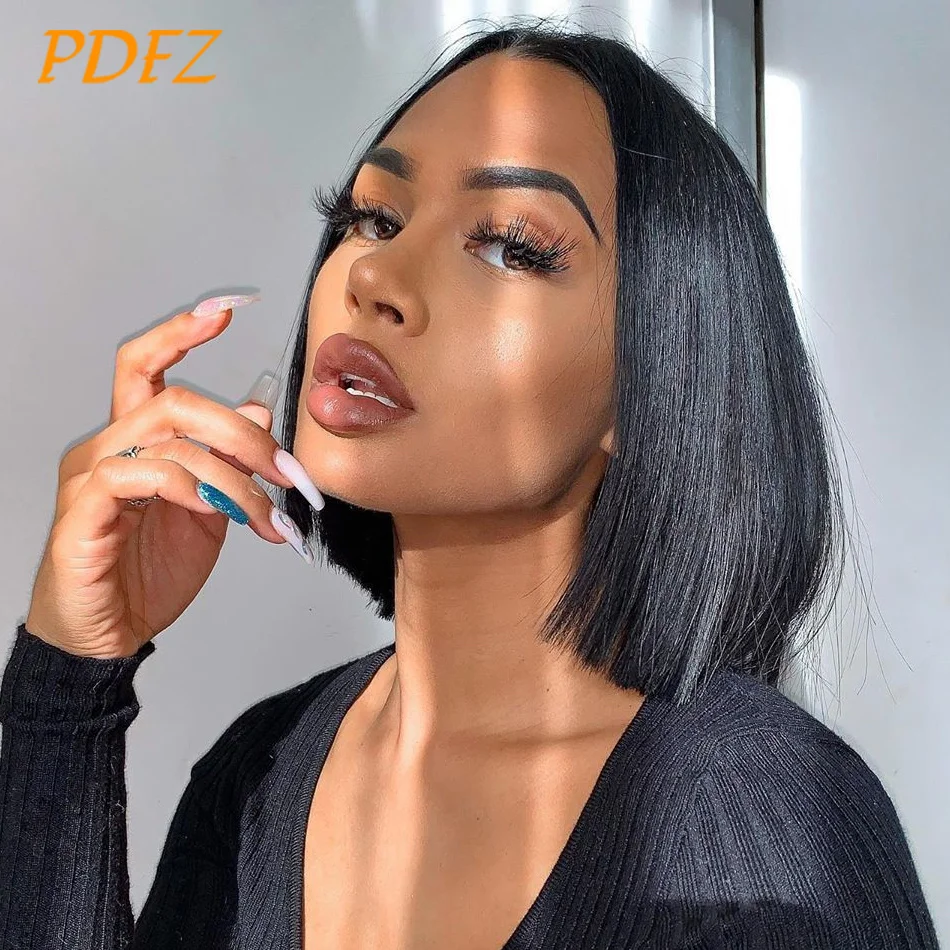 

Bob Wig Human Hair Straight Lace Front Wigs 13X4 Lace Frontal Human Hair Wig 200% Pre Plucked Hd Transparent Lace Frontal Wigs