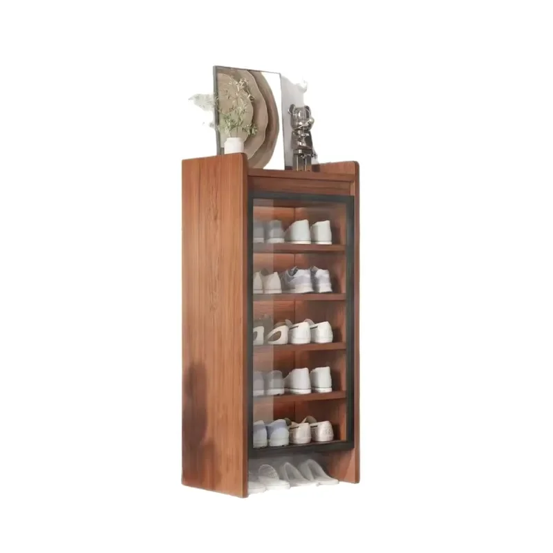 Tall Vertical Shoe Cabinet Multi Layer Entryway Storage Rack Dustproof Organizer for Hallway Door