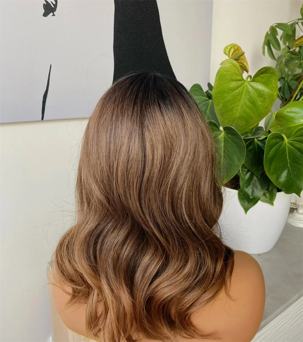 InjBase-Perruque de Cheveux Humains Longs et Doux, Ombré Blond, Sans Colle, Corps Vague, Jupostal, Cheveux Humains, Bébé, Dentelle HD, Cheveux Européens Pré-épilés, 5x5, 22 po