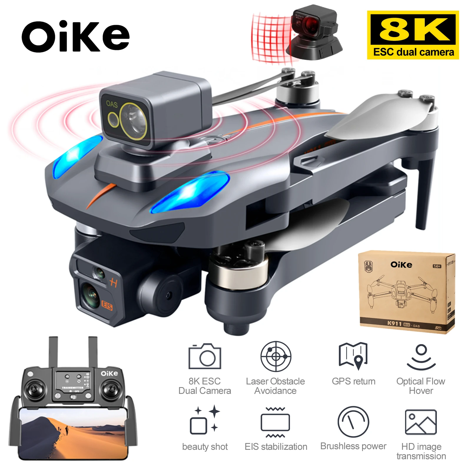 Oike Professional GPS Drone K911 MAX 8K Camera EIS Under 250g Mini Drone RC Quadcopter with Camera 5G WIFI FPV Profesional Dron