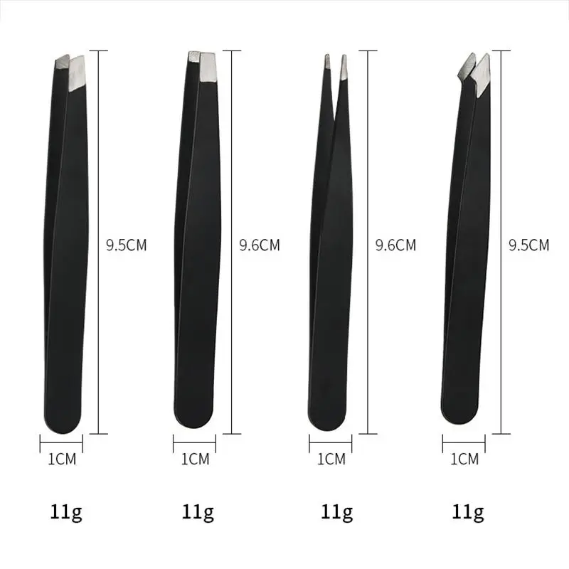 1Pc Stainless Steel Angled Tweezers 4pcs Set For Removing Gray Hair Beard Eyebrows Beauty Tools.~