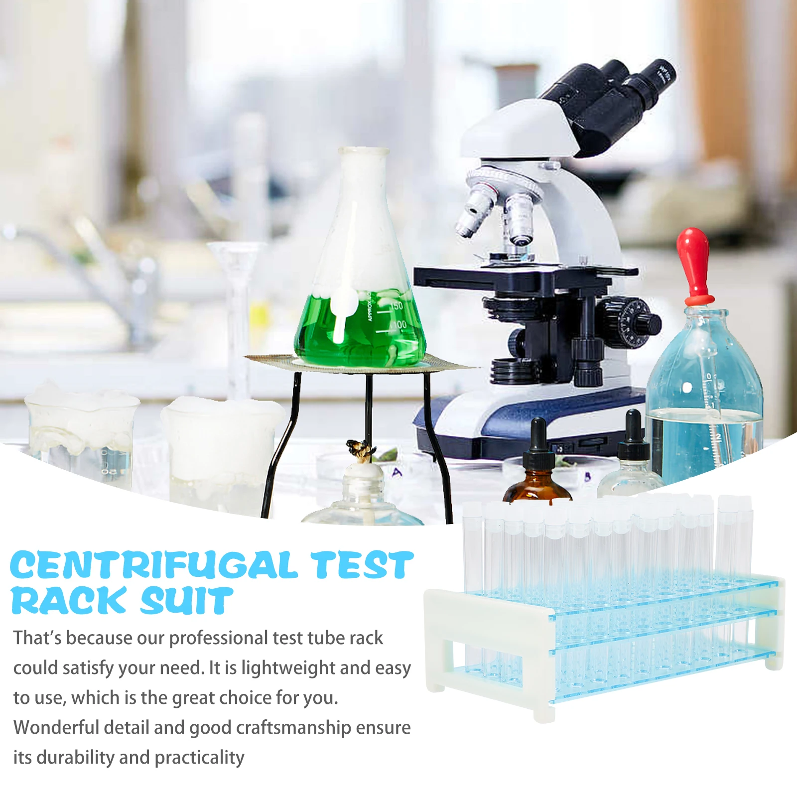 

Tube Rack Suit Test Storage Sampling Multipurpose Holder Plastic Shelf Tubes with Stand Lightweight Sturdy
