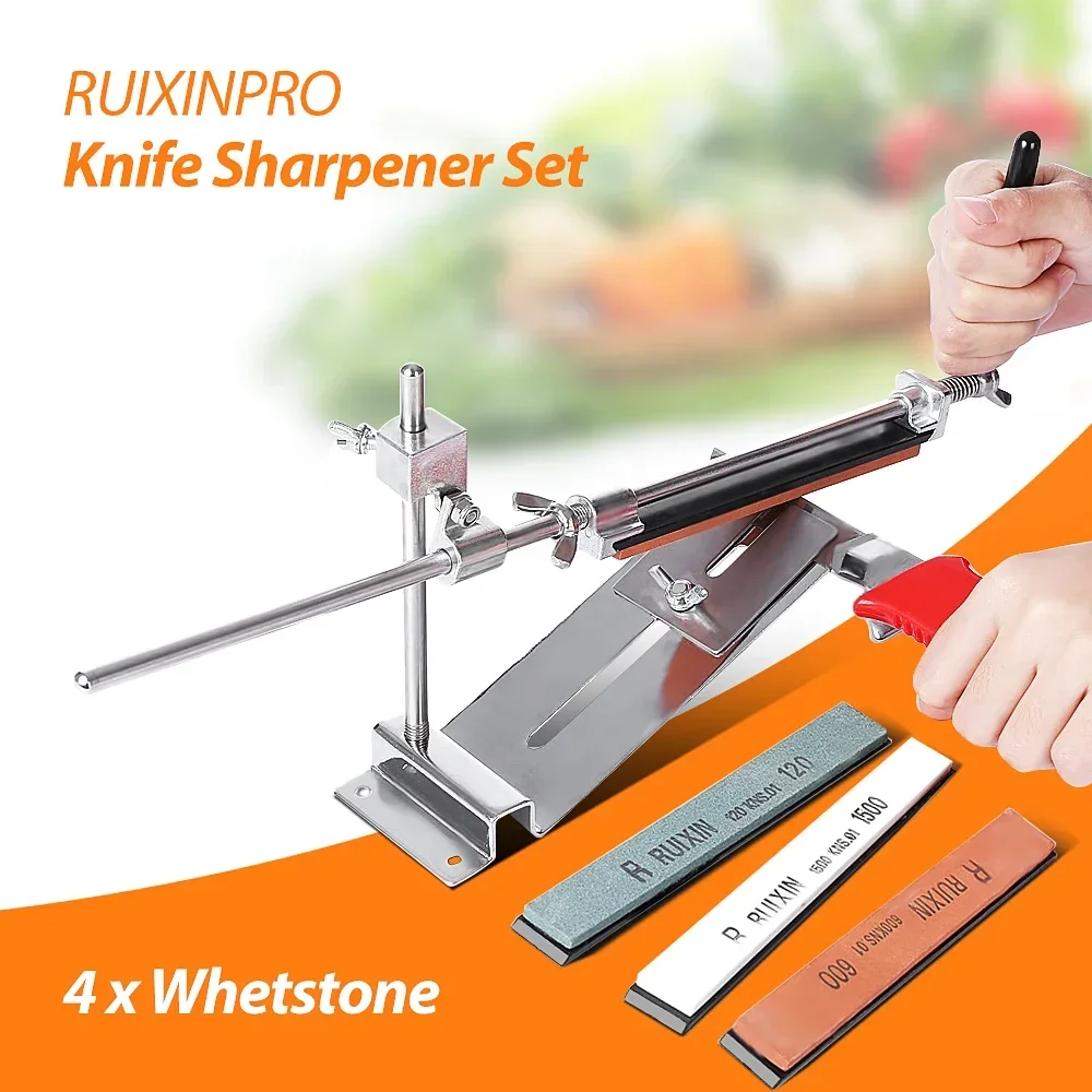 Knife Sharpener Ruixin Pro III All Iron Steel Professional Chef Knife Sharpener Kitchen Sharpening System Fix-angle 4 Whetston