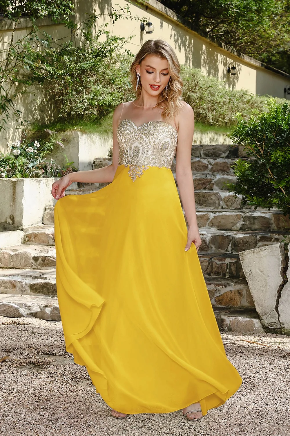 فساتين وصيفة الشرف على شكل قلب وردي داكن أنيق من الشيفون لحفلات الزفاف مزين بالذهب على شكل حرف A فساتين سهرة رسمية طويلة