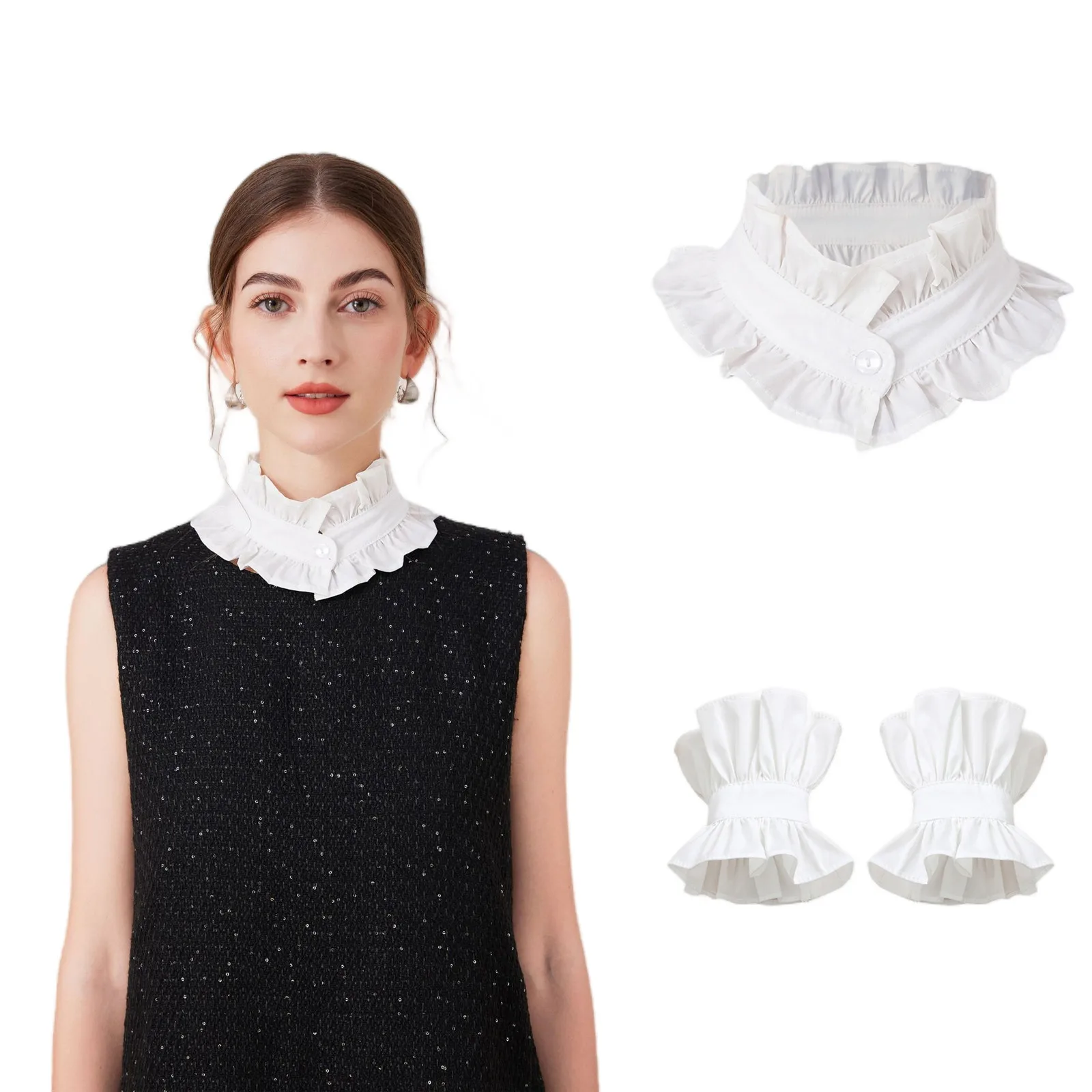 Women's detachable collar cuffs Victoria lace Jabots Neck collar sleeves Colonial Blouses Cuffs Halloween Costume Accessories