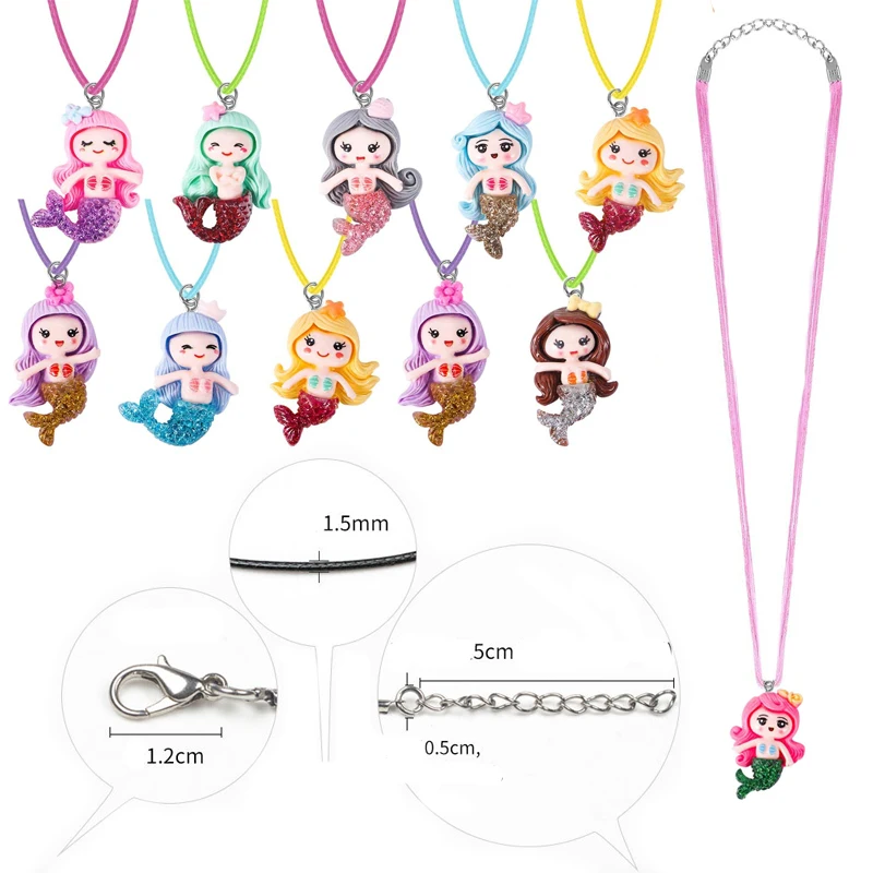 10pcs Mermaid Necklace Keychains Baby Shower Party Favors Birthday Piñata Fillers Mermaid Key Chain Wedding Gifts Guests