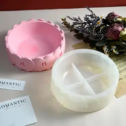 Round Tray Silicone Molds Diy Apple Flowerpot Candle Jar Mold Storage Box Concrete Gypsum Resin Mould Gypsum Mold
