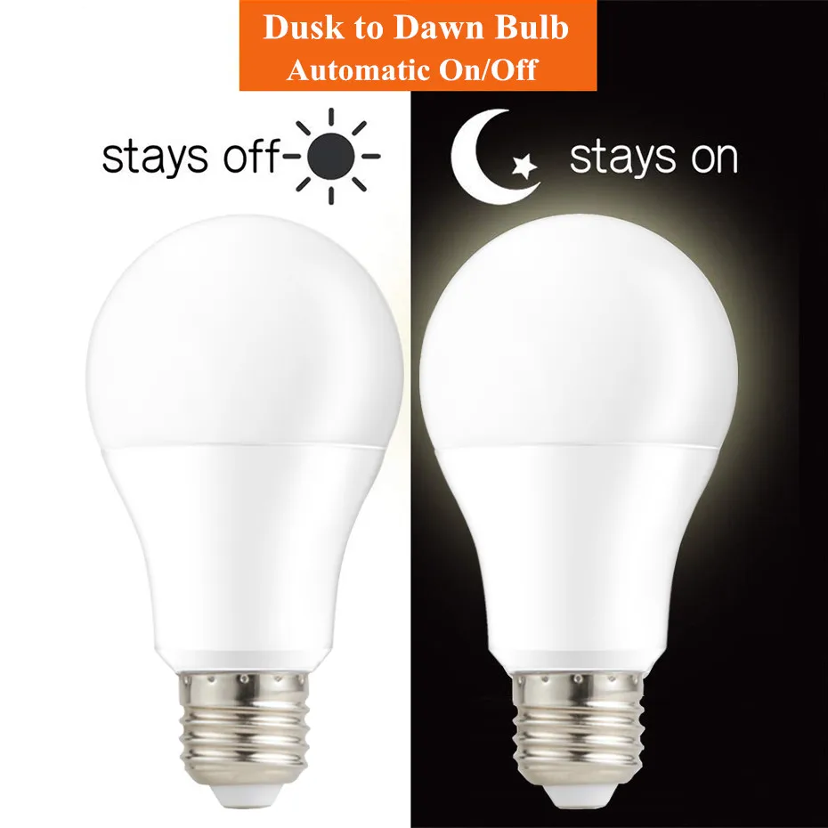 Dusk to Dawn Light Bulb LED Sensor Bulb E27 B22 Smart Control 10W 15W Lampada Outdoor Night Light 110V 220V