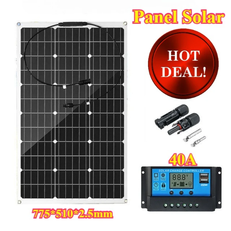

Flexible Solar Panel Kit 18V 80W Monocrystalline Panel Solar Cell Camping Car RV Battery Charger Home Solares Paneles