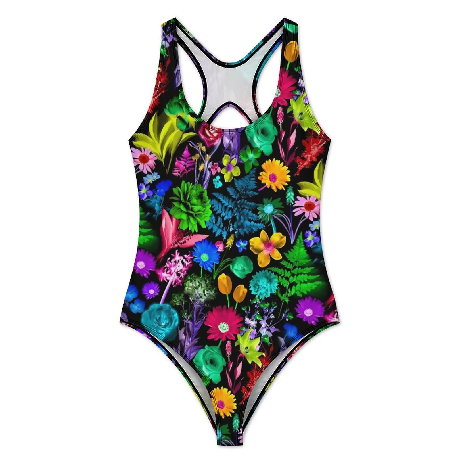 Colorful Floral Print Swimsuit Glowing Garden Push Up Swimwear One-Piece Beach Bathing Suit Swimsuits Sexy Design Beach Outfits