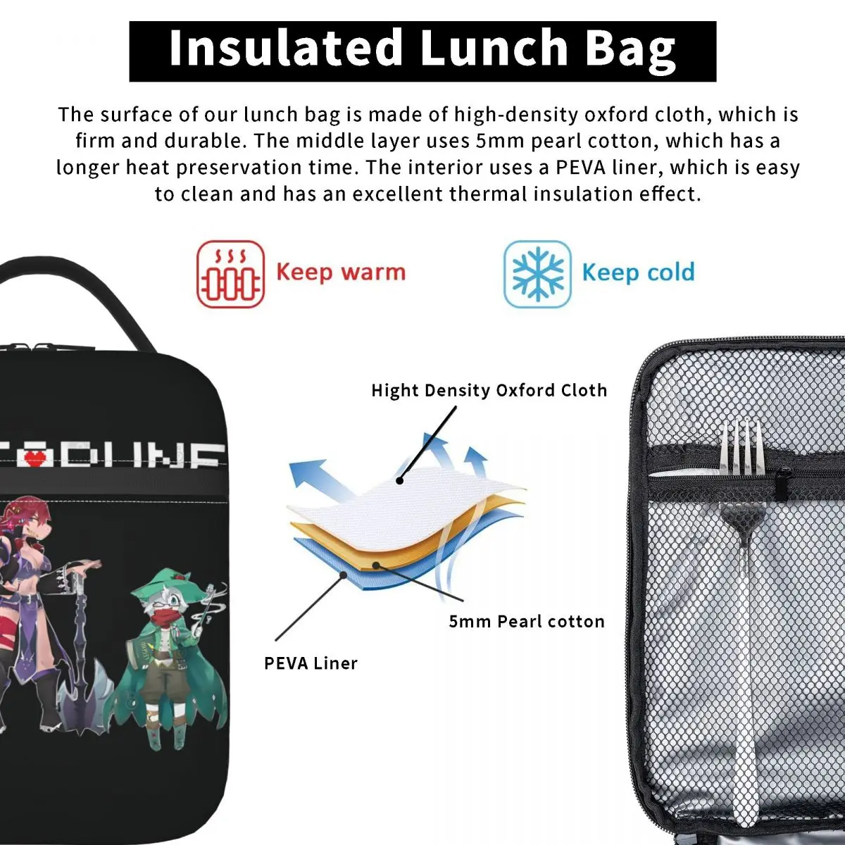 Deltarune-Bolsa de almuerzo para Gamer, fiambrera de ocio para niñas, bolsa refrigeradora práctica de viaje, bolsas térmicas impermeables con diseño gráfico