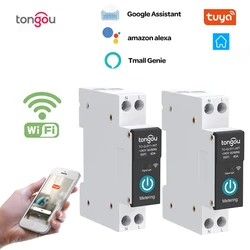 Tuya Metering WiFi Smart Switch Circuit Breaker 1P 63A Din Rail Smart Home Wireless Remote Control Switch By APP TONGOU