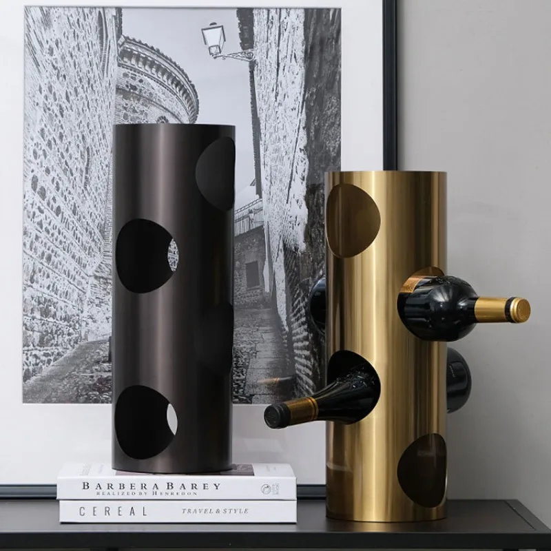 

Modern light luxury high-end simple red wine rack storage ornament soft decoration, bar table kitchen decoration