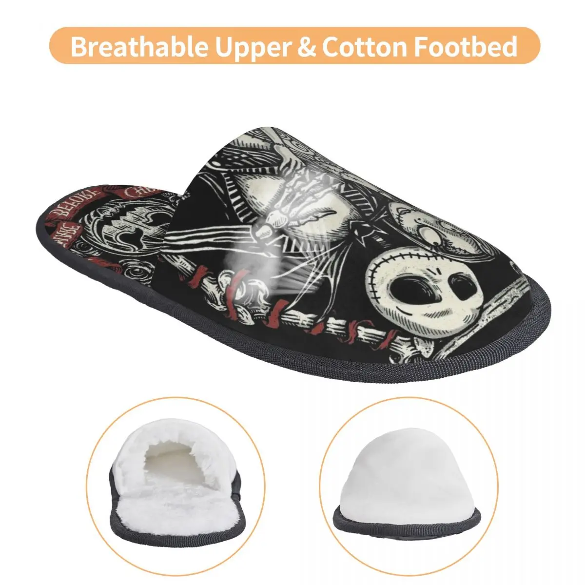 مخصص الكابوس قبل عيد الميلاد جرجر لينة مع النعال رغوة الذاكرة النساء القوطية غرفة نوم أحذية المنزل #3