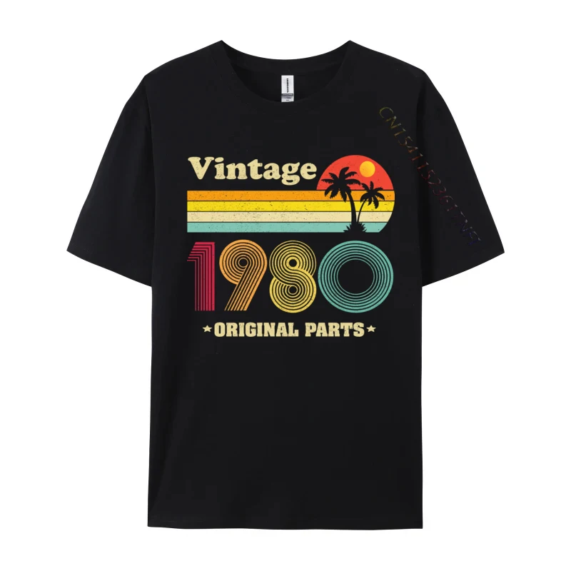 Vintage 1980 Made In 1980 40th Birthday 40 Years Old Mens Funny Custom Tops Shirt Crew Neck Cotton Fabric Tshirts